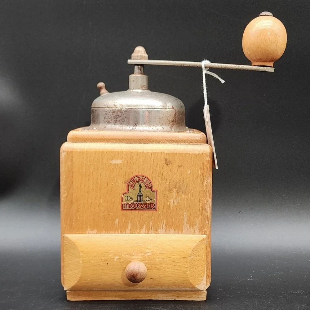 Armin Trosser Brown Wood Manual Coffee Grinder Vintage Antique 1930s Germany